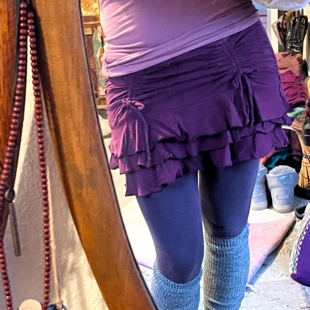Melodia Designs Ruffle Mini Skirt, Plum S/M